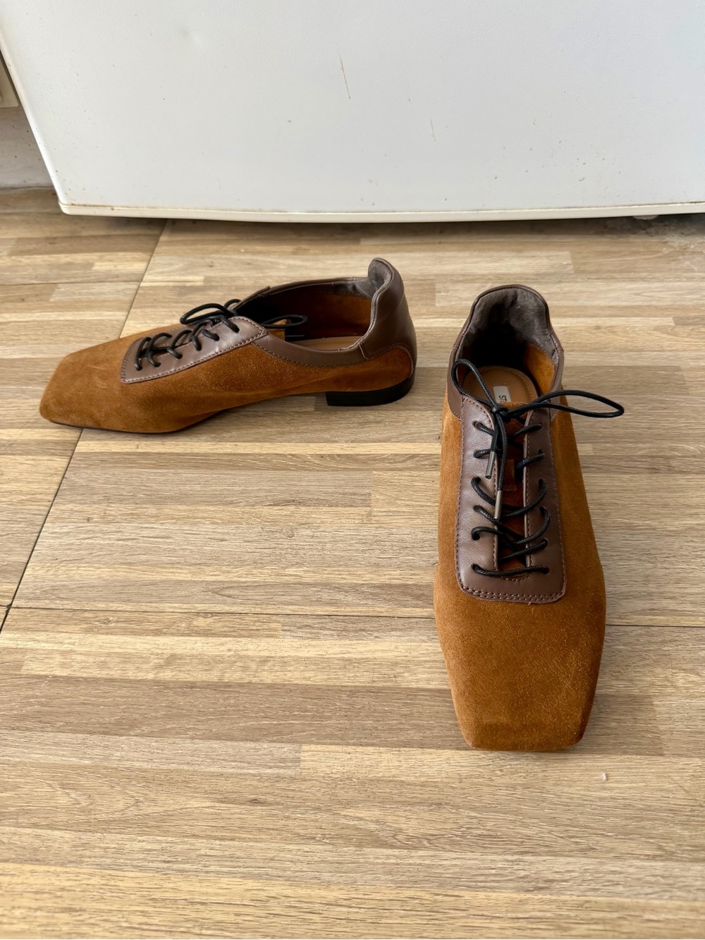 Steve Madden Delphy Brown Suede Lace-Up Square Toe Oxford Flats, Women’s 8 NWOT